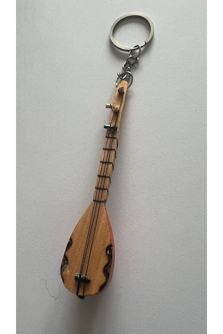 El Yapımı Minyatür Anahtarlık Bağlama Saz Araba Süsü 10 Cm