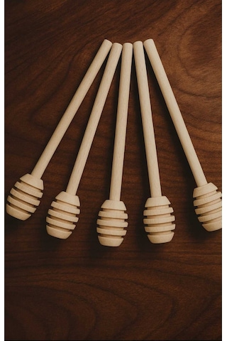 Ahşap El Yapımı Doğal Bal Kaşığı 5 Adet - 13 Cm Ahşap Daldız Bal Kaşığı