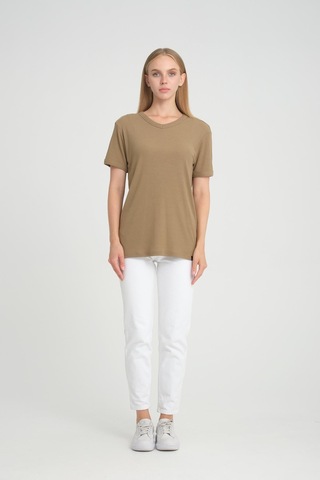 Alexandergardı Fitilli V Yaka Comfort Fit T-shirt E24-74602 001