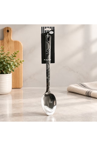 Çelik Servis Kaşık 36 Cm Desenli Çok Renkli