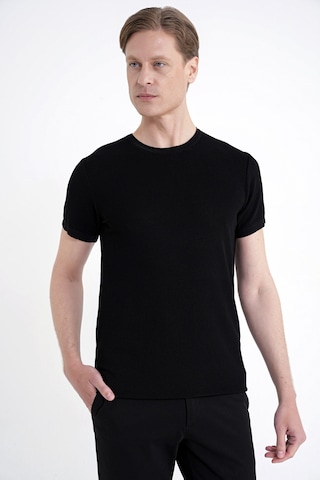 Efor Comfort Fit Rayon Karışımlı Siyah Bisiklet Yaka Tişört Ts 925