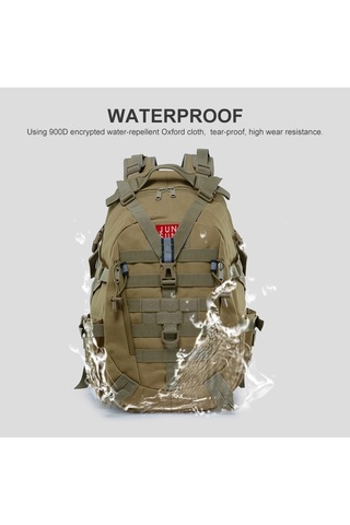 Junsunmay J012 25l Yansıtıcı Çizgili Su Geçirmez Doğa Sporları Molle Sırt Çantası Sırt Çantası Haki