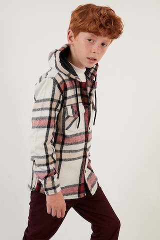 Lela Kapüşonlu Cepli Ekoseli Oduncu Erkek Çocuk Gömlek Cf22W814672 Kırmızı