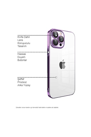 Apple Uyumlu iPhone 12 Pro Max ile Kapak Lens Korumalı Arkası Şeffaf Sert Mika Kılıf - Mavi