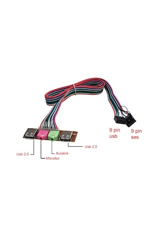 Bilgisayar Kasası Ön Panel İçin Usb 2.0 Kulaklık Mikrofon Uzatıcı Kablo 65cm