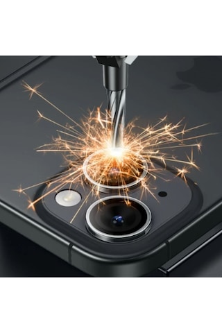 Apple Uyumlu iPhone 15 / 15 Plus Kamera Lens Koruyucu Siyah Siyah