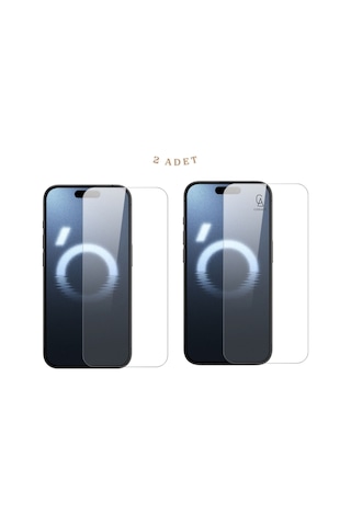 Apple Uyumlu iPhone 16 Plus İle Ekran Koruyucu Şeffaf Temperli Kırılmaz Cam Ekran Koruyucu 2 Adet