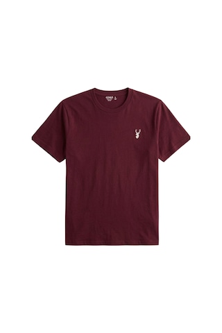 Genius Store Erkek Siyah Tişört %100 Pamuk Süprem Basic Tişört Bisiklet Yaka Nakışlı T-shirt Erkek-2li Bordo-kahverengi