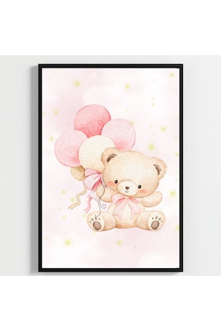 "besay Ayıcık Masalı ""baby"" Temalı Çocuk Odası Dekorasyonu Yeni Doğan Kız Bebek Hediyesi Sulu Boya Poster 3'lü Set A4 Ç