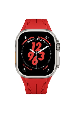 Mobilteam Apple Uyumlu  Watch Ultra 49mm Krd-127 Metal Tokalı Silikon Kordon-siyah