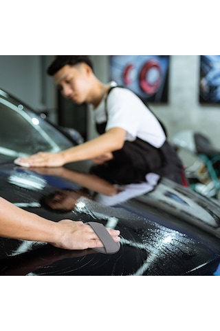 Lemestar 5 Adet Mikrofiber Cila Uygulama Süngeri - Otomobil Bakımı İçin Esnek Bantlı 10cm Yuvarlak Sünger