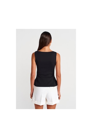 Dilvin 21001 Kayık Yaka Peplum Top Siyah