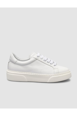 Monamae %100 Hakiki Deri Beyaz Kadın Sneaker Beyaz
