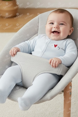 Bebegen Unisex Daddy Yazılı Beyaz Patikli Tulum Çok Renkli