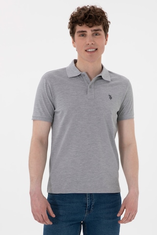 U.S. Polo Assn. Erkek Slim Fit Polo Yaka Gri Melanj Basic Tişört 50297984-VR086