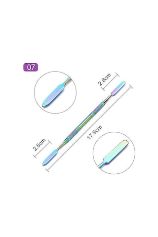 Renkli 07 Çift Taraflı Tırnak Düzeltici Tırnak Eti İtici Pedikür Tırnak Sanatı Aksesuarları