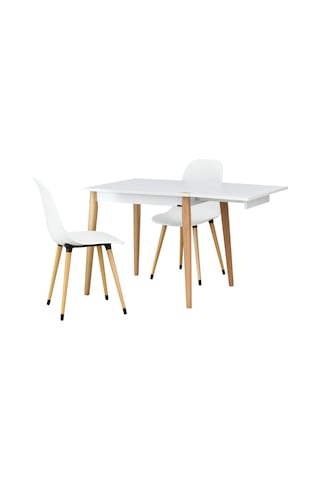 Vilinze Eames Sandalye Avanos Ahşap Mutfak Masası Takımı - 70x80 Cm Beyaz
