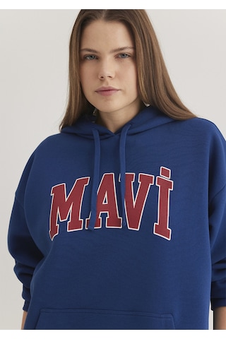 Mavi 1600361-82625 Mavi Logo Baskılı Kapüşonlu Sweatshirt - Lacivert