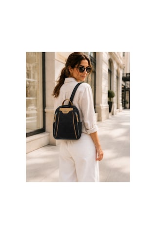 Just Polo Kadın Günlük Kullanıma Uygun Çok Bölmeli Sırt Çantası Ebat : 30 X 25 Cm Shopper Siyah Camel