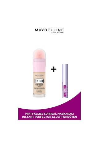 Maybelline New York Instant Perfector Glow 4 Etki 1 Arada Fondöten 00 Fair Light & Mini Falsies Surreal Maskara 4.7 Ml pktipgfmfsmdm-9802 00