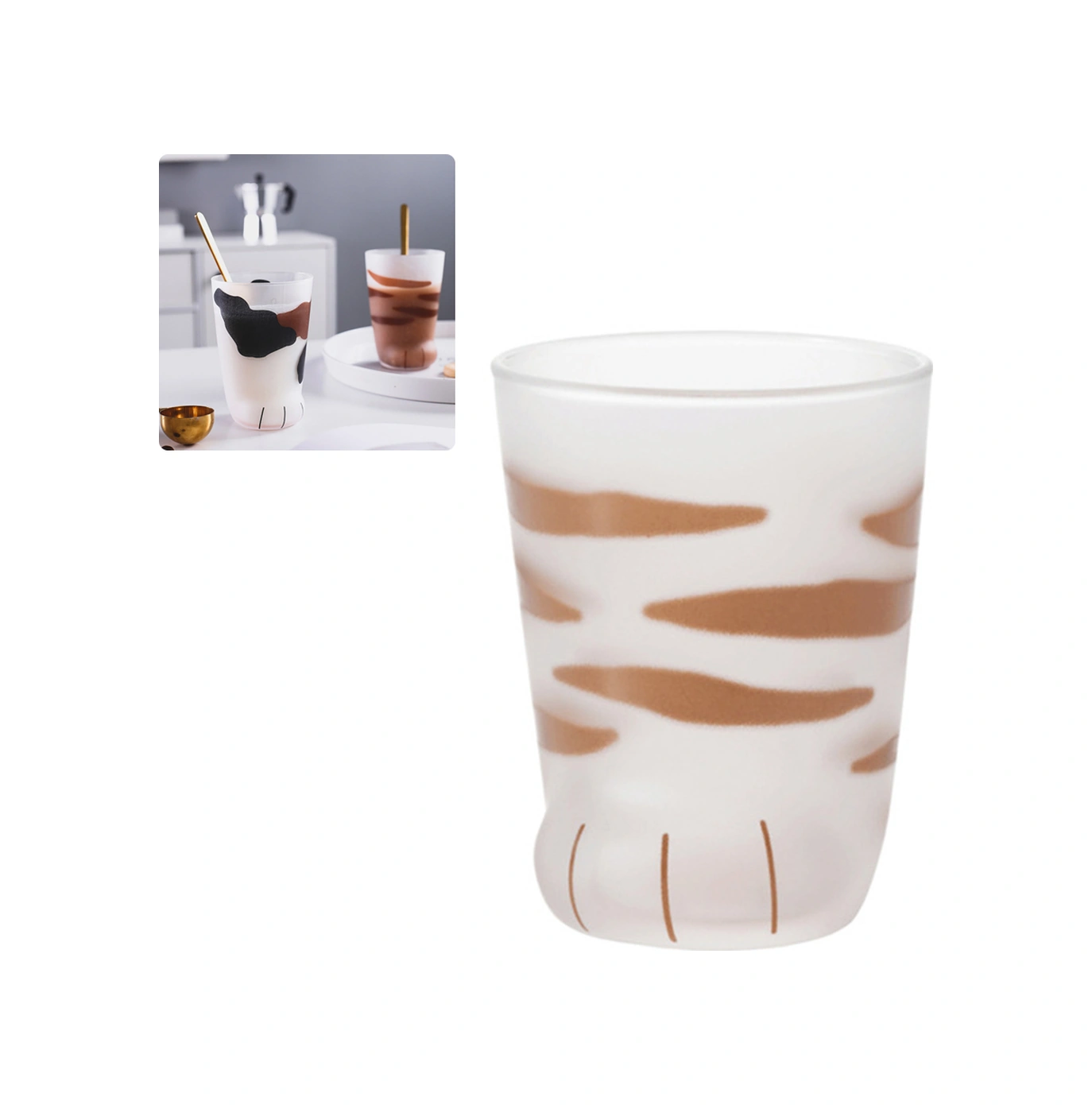 1 Adet Sevimli Kedi Pençesi Cam Kaplan Pençesi Kupa Ofis Kahve Kupası Kahvaltı Süt Cam Bardak