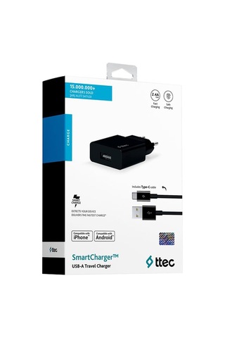 Ttec Smartcharger Seyahat Şarj Aleti 2.1A + Type-C Kablo Siyah -