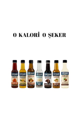 Şekersiz Sugar Free 7 Li Ekonomik Kahve Şurubu Seti 250 Ml X 7 Adet Diğer