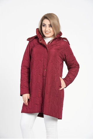Vetre Kadın Kapitone Mont (95 Cm) Bordo Büyük Beden 1016 Çok Renkli