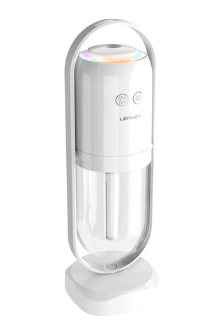Lenyes Lhu04 Kum Saati Tipi 360 Derece Dönebilen Rgb Atmosfer Işıklı Sessiz Hava Nemlendirici Beyaz
