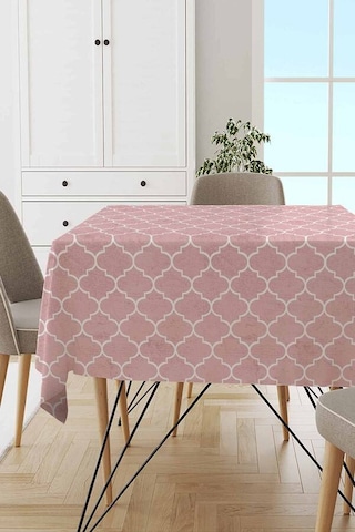 Pembe Fas Desen Dokuma Leke Tutmaz Masa Örtüsü Mso149n11