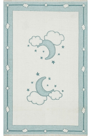 Eko Halı Noa Baby Nb 01 Blue Yıkanabilir Çift Taraflı Yumuşak Dokulu İnce Çocuk-bebek Odası Halısı Mavi Beyaz