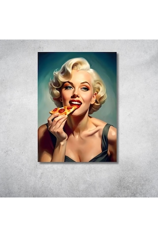 Retro Marilyn Monroe Pizza Poster - 20x28 Cm Duvar Dekoru