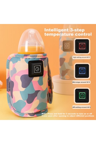 Padalink Usb Şarjlı Dış Mekan Bebek Biberon Isıtıcı Kılıfı - Camo Mavi - Avrupa Standartı - Akıllı Sıcaklık Kontrolü Ve Isı Saklama Özelliği