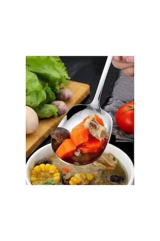 304 Paslanmaz Çelik Servis Kaşığı 25 Cm Salata Yemek Porsiyon Kaşık Şef Servis Kaşığı 1 Adet Gümüş