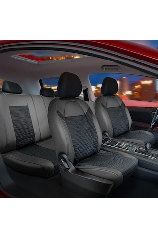 Suzuki Swift 2018-2025 Yarı Deri Oto Koltuk Kılıfı Ön Arka Set Siyah Premium Seri Şhn