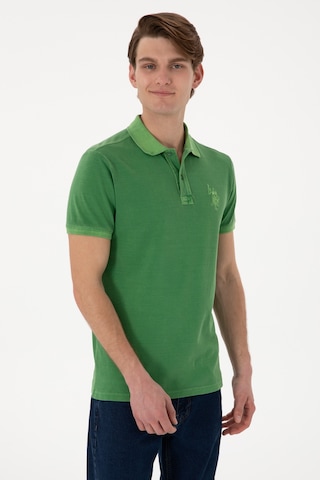 U.S. Polo Assn. Erkek Slim Fit Polo Yaka Yeşil Yıkamalı Basic Tişört 50305995-VR054