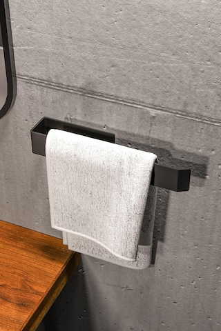 Paslanmaz Çelik Mat Siyah Havlu Askısı - Yapışkanlı Havluluk - Banyo & Lavabo Havlu Tutacağı - Stilo Çok renkli
