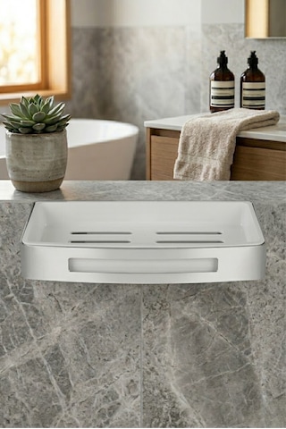 Krom Dekoratif Düz Banyo Rafı Gümüş