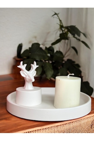 Geyik Heykeli İle Dekoratif Sunumluk, El Yapımı, Hediyelik, Ev Dekoru