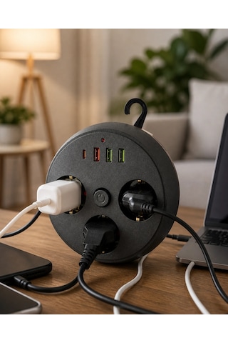 Ev Ofis İçin Çoklu Priz 3 Priz 3 Usb Type C Güvenli Enerji Yönetimi