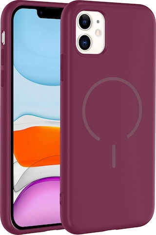 Apple Uyumlu iPhone 11 Kılıf M-safe Şarj Özellikli Zore Meta Kapak Mürdüm