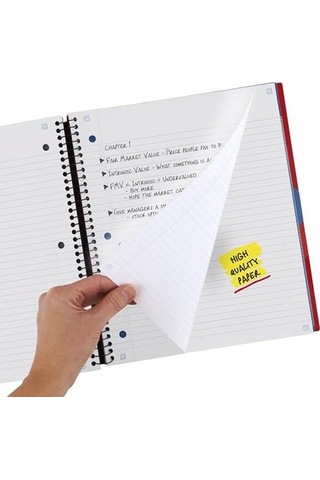 Five Star Spiral Defter + Çalışma Uygulaması, 3 Konu, Kolej Çizgili Kağıt, Spiral Korumalı İleri Defter, Hareketli Sekmeli Bölücüler Ve Genişleyen Cepler, 8-1/2 "x 11", 150 Yaprak, Ateş Kırmızısı 73134 103 Ivory