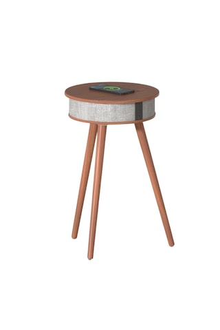 Doppler Barista Ayaklı Sehpa Hoparlör, Bluetooth Kit Ve Kablosuz Şarj Özellikli Koyu Kahverengi - Ahşap