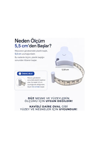 Baş Ve Vücut, Kafa Çevresi Ölçüm Aleti Bel Ölçme Metresi Mezura Terzi Ölçü Metresi Ergonomik