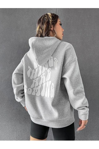 Altamira Unisex Good Things Sırt Baskılı Oversize Kapşonlu Sweatshirt 001