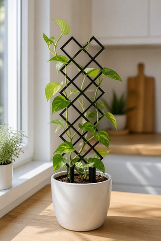 Arliadesign Kare Desenli Saksı Bitki Destek Çubuğu 10 40 Cm Siyah Mdf Sarmaşık Desteği Tekli