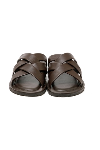 Brown Terlik Erkek M7727 The Sandals Factory Leather Upper Sandals Brown Kahverengi