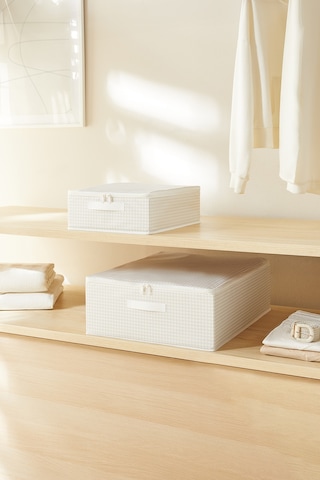 Home Wave 2'li Gri Pötikare Destekli Kutu Hurç Set 31 X 38 X 12 + 45 X 55 X 18 Cm