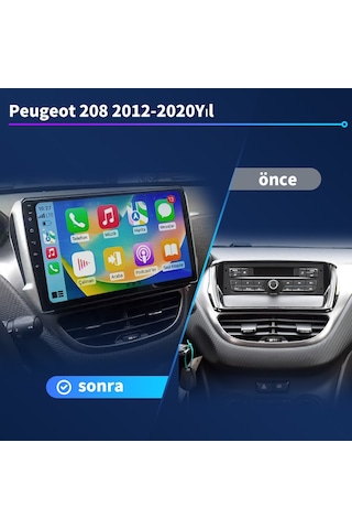 Peugeot 208 2012-2020yıl Carplay 9inç 1/16gb Multimedya