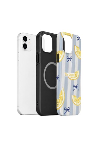 Apple iPhone Uyumlu 11 Vorian Çift Katmanlı Magsafe Kılıf Queen Lemon Bow